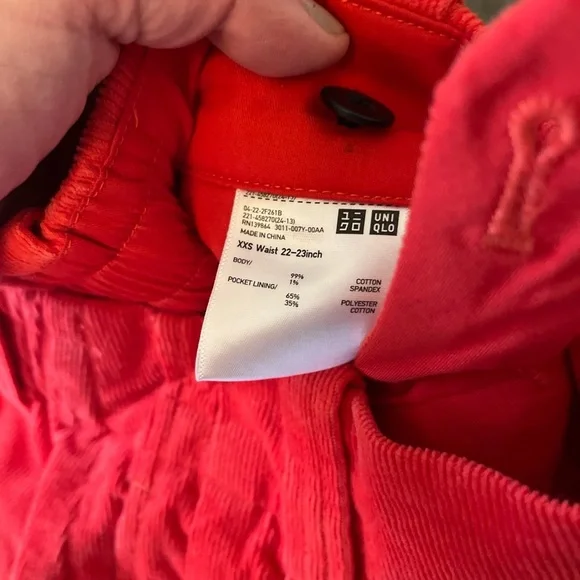 Marni x Uniqlo Red Corduroy High Rise Tapered Leg Pants XXS - Picture 6 of 8